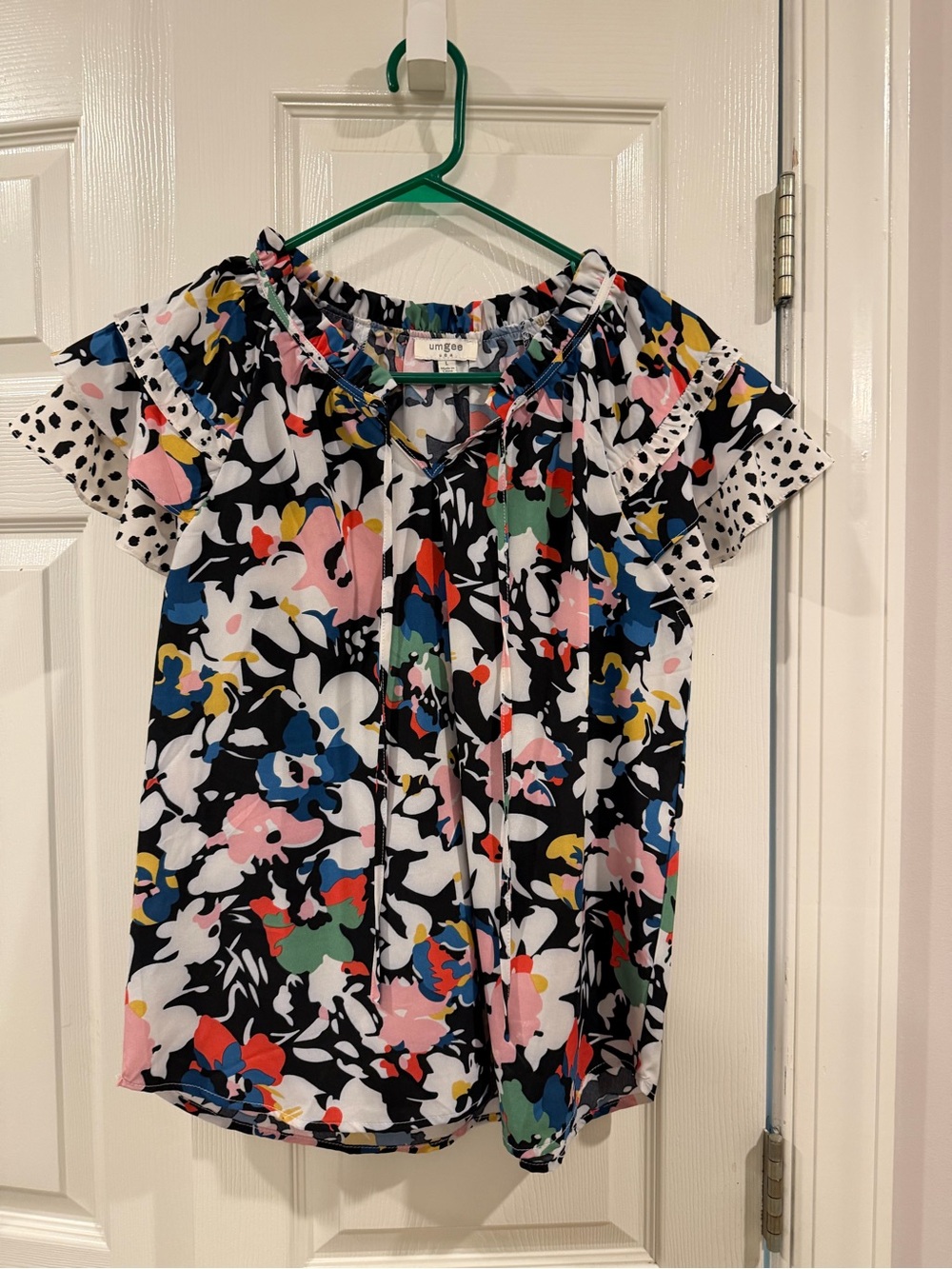 Umgee Multicolor Floral Short Sleeve Peasant Top